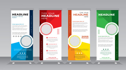 Wall Mural - business roll up banner template set, stand banner design template for exhibition, fair, show, expos