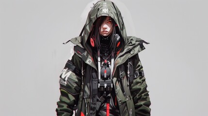 modern cyberpunk anime character jacket style ai generated image