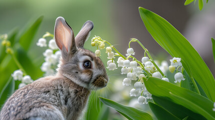 Poster - Lily of the valley and wild rabbit