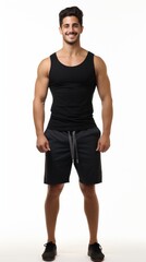 Poster - Stock image of a man in athletic wear on a plain white background Generative AI