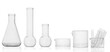 © MM - set.Medical glassware, cup with test tubes, flasks, jars. on an empty background. PNG