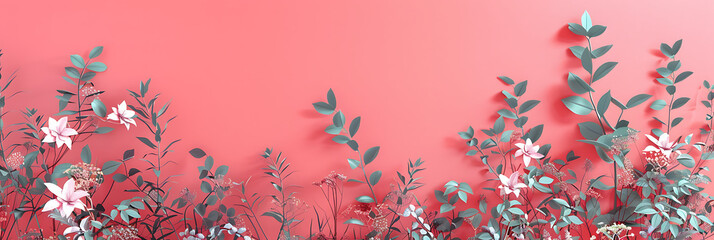 Wall Mural - paper flower background with the pink background in t