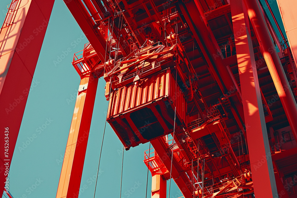 Close-up of massive cranes as they deftly maneuver cargo containers ...