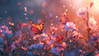 Butterflies alighting on wildflowers, their delicate wings a kaleidoscope of beauty.