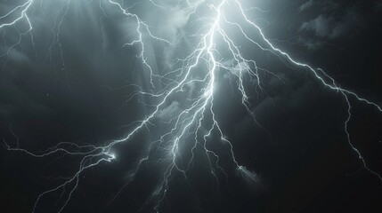 the intense energy of a thunderstorm is illuminated in this closeup of lightning with a glowing effect on a dark night sky