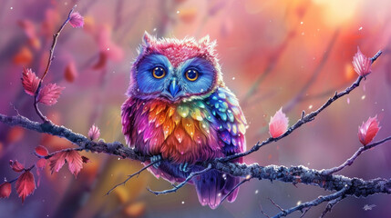 Wall Mural - Portrait of an unreal owl