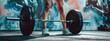 close-up on woman hands performing deadlifts, fitness training with heavy barbell