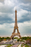 Fototapeta Boho - skyline of Paris with Eiffel Tower at sunset in Paris, France