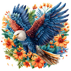 Wall Mural - eagle and leaves illustration for apparel design