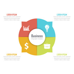 Wall Mural - Circle infographic template for cycle diagram, graph, chart or web design. Business concept with 4 steps, options or processes. Isolated on white background.