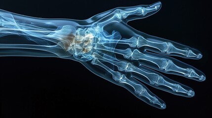 X-ray hand on black background