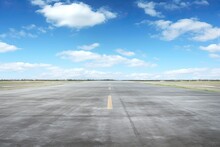 Rural Airfield Runway with a Breathtaking Blue Sky View for Transportation and Travel Concept: