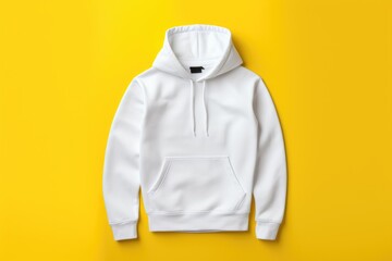 Canvas Print - Classic white hoodie mockup on yellow background, perfect for custom prints, logos, graphic design