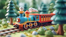 A Cute Little Matte Isometric Toy Train Let Light