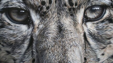 Wall Mural - closeup shot of snow leopard face, a glimpse into the elusive beauty of nature's mountain wilderness