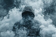 Mysterious figure clouded in smoke