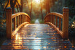 Walking towards success on a golden bridge spanning between dreams and goals