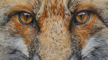 Wall Mural - closeup of a red fox portrait, showcasing its beauty in the natural habitat