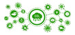 CO2 related Vector includes icons such as greenhouse gas emissions levels. Environmentally friendly production, earth, etc. with white icons on green background.