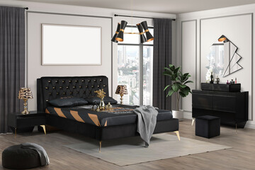 Canvas Print - 3d rendering modern bedroom interior and decoration