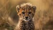 adorable baby cheetah cub spotted resting in the wilderness