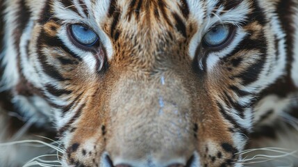 Wall Mural - capturing the majestic white tiger face in a closeup wildlife portrait