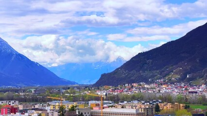 Poster - Bellinzona modern district in mountain valley, Ticino, Switzerland