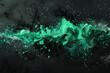 horizontal image of glowing green splash of paint over a dark background Generative AI
