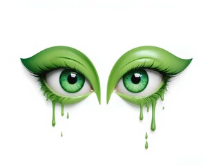 Sticker - green nature eyes on white background, isolated for design 