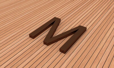 M alphabet 3d wallpaper, desktop background wooden style