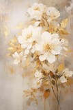 Fototapeta Mapy - Elegant Floral Art on Golden Abstract Background
