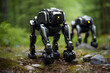 Futuristic quadruped robot walking outdoor