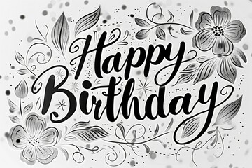 Wall Mural - Lettering Happy Birthday. Light background with selective focus and copy space