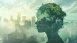 © CinimaticWorks - green future and urban sustainability portrayed in sustainable environment concept emphasizing human thinking towards preserving nature and reducing carbon footprint