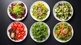 Create A High quality , 4 Fresh Salad On White 4 diffrent Plate 