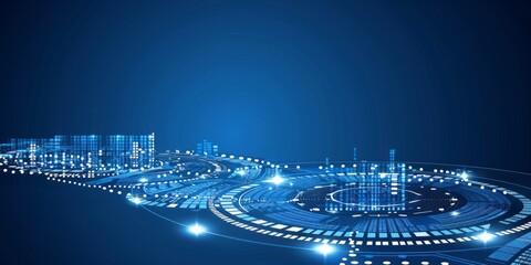 Fototapete - A Complex Digital Interface Displaying Futuristic Data Analytics and Encryption Systems, Generative AI