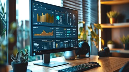 Aufkleber - A computer screen with a resume analysis dashboard showing candidate matches. Generative AI.