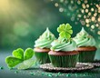 St. Patrick's Day Kuchen. St. Patrick's Day Torte. St. Patrick's Day Cupcakes. Glückskuchen, Kleeblatt. Kleeblätter. Feiertag, Irischer Kuchen, Irland Torte.