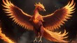 The chaotic energy of a Phoenix reborn, its wings spread wide as it rises from the ashes in a blaze of fire and glory.