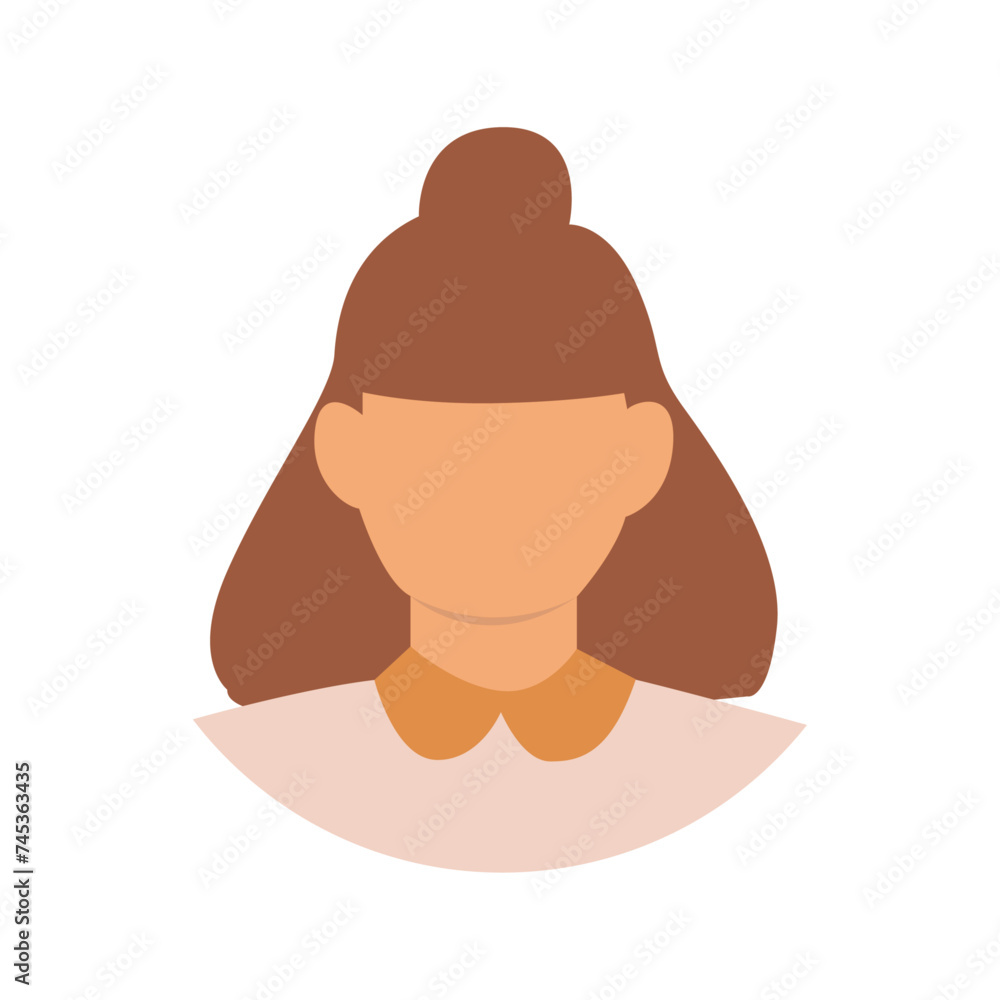 Vector flat illustration. Stylish profile of a woman. Avatar, user ...