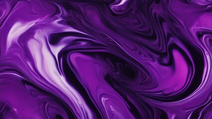 Wall Mural - purple background A creative illustration of a dark neon purple fluid art marbling paint texture.  