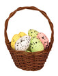 Easter basket with Easter eggs on a transparent background PNG, isolated