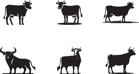 Poster - Cow Tracing Lonely Vector Illustration