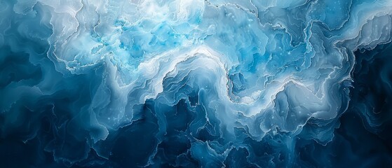 Wall Mural - Blue marble background with delicate swirls of white and grey