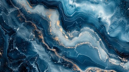 Wall Mural - blue marble background with delicate swirls of white and grey