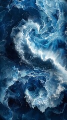 Wall Mural - blue marble background with delicate swirls of white and grey