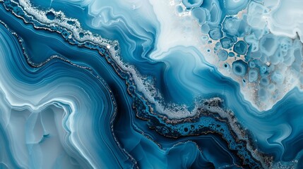 Wall Mural - blue marble background with delicate swirls of white and grey