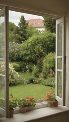 Wall Mural - vista from the garden window in high definition (hd) creative photography image