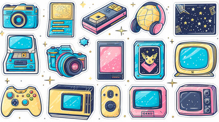 Wall Mural - 90s Trendy Retro stickers collection