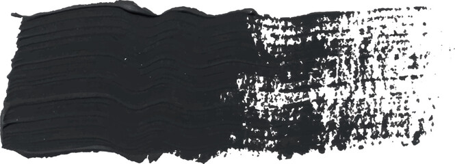 Watercolor brush stroke of black paint on a white isolated background